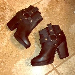 Topshop Black Motorcycle Ankle Boots size 7 (38)
